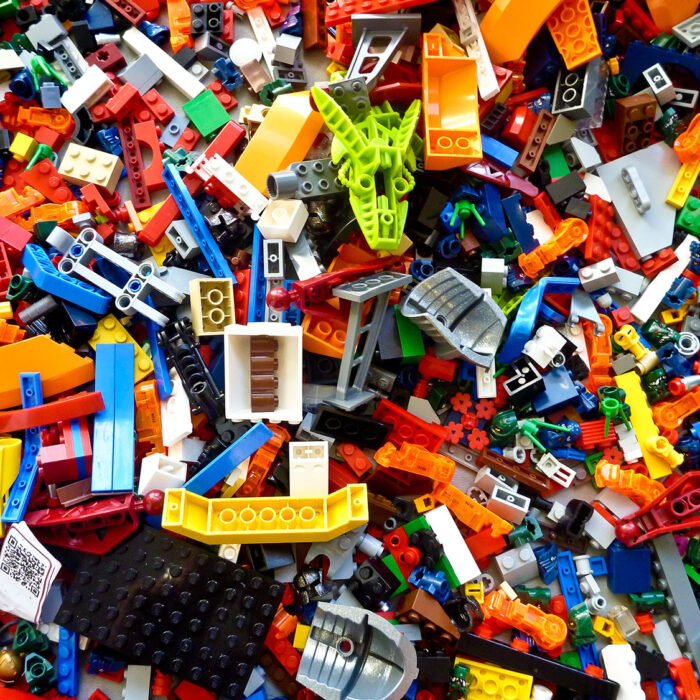 A enormous amount of lego blocks , all laid out